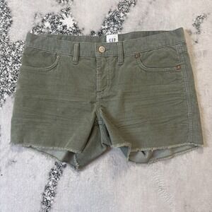 Gap Shorts Womens Size 8 Green Cut Off Frayed Hem Corduroy Cotton Blend Low Rise